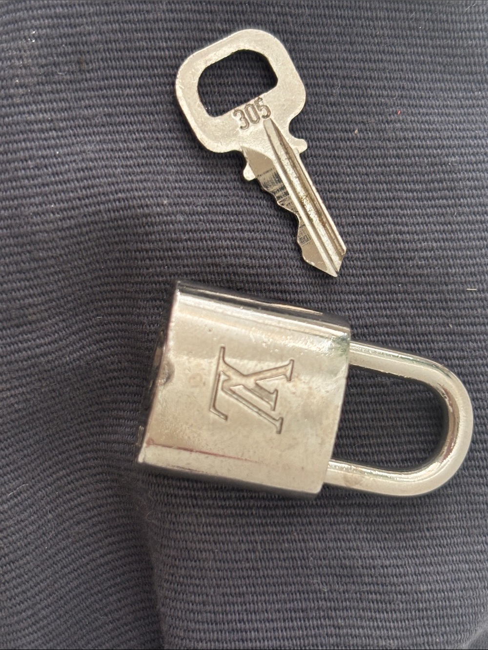 Louis Vuitton Silver-Tone Padlock and Key Set